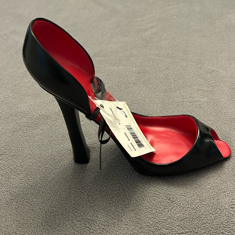 Black Stiletto Peeptoe Bottle Holder, NWT